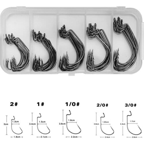 Fishing Hooks Set Wide Crank Carbon Steel Offset Fish hook Barbed Carp Fishing Hook For Soft Worm Lure Sea Tackle Accessories