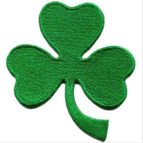 Sewing iron on patches for clothing letters Irish clover Dark Green logo applique for lucky