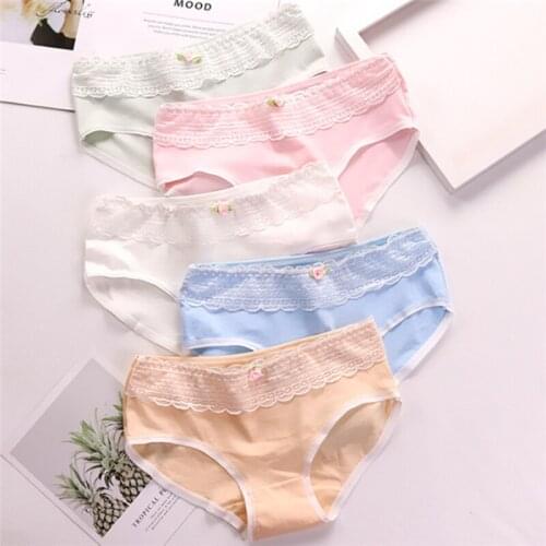 New Arrived 4Pcs/Lot Girl Panties Underwear Lace Briefs Cotton Lingerie Soft Comfortable Bowknot Cartoon Panty Wholesale T63