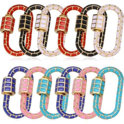 New DIY Jewelry Luxury Oil Dripping Multicolor Carabiner Spiral Clasps Pendants Accessories Necklace For Jewelry Making Box