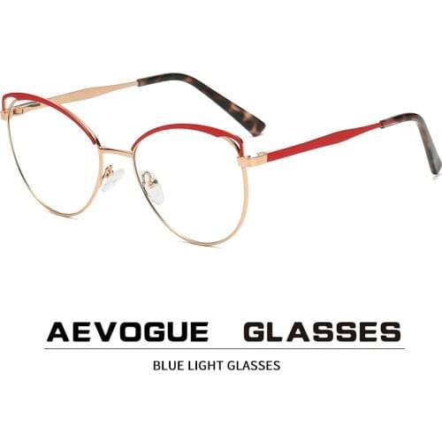 AEVOGUE Anti-Blue Glasses Computer Mirror Metal Retro Glasses Frame Fashion Cat Eye Glasses AE1048