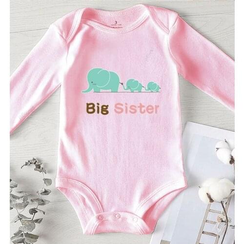 Newborn Baby Clothes Toddler Winter Onesies Cotton Big Sister Printed One Piece Girl Infant Summer Outfits Baby Girls Rompers