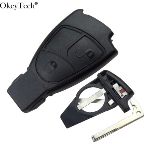 Okeyetch 3 Buttons For Smart Key Case With Blade For Mercedes Benz A B C E S ML SLK CLK Class Battery Holder Free Shipping