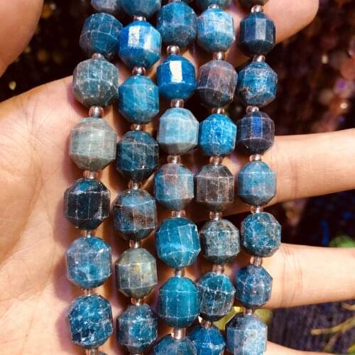 Wholesale Natural Blue Apatite Beads,Hand Cutting Bead10mm Faceted Gem Stone Loose Beads for jewelry,1string 15.5"