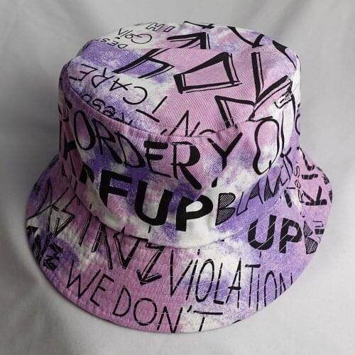 2021 Summer Bucket Hat Letters Graffiti Print Cotton Sun Protection Fisherman Cap Panama Hats Women Man Bob Gorro Pescador