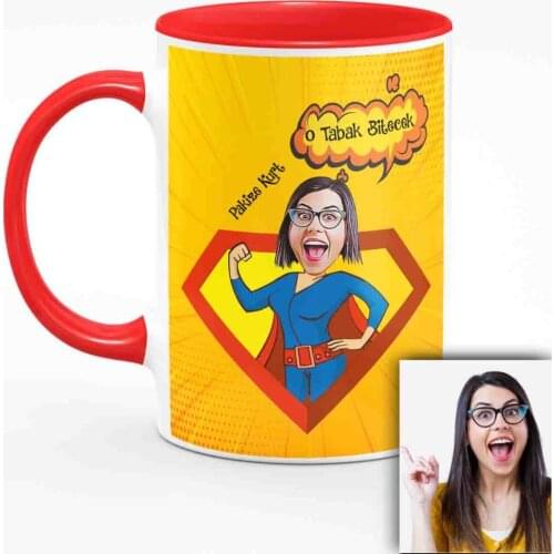 Personalized Mother 'S Day Themed Caricature Of Red Mug CUP K3