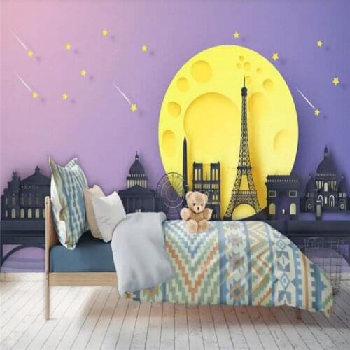Custom wallpaper 3D stereo tower meteor background wall childrens room decoration waterproof material