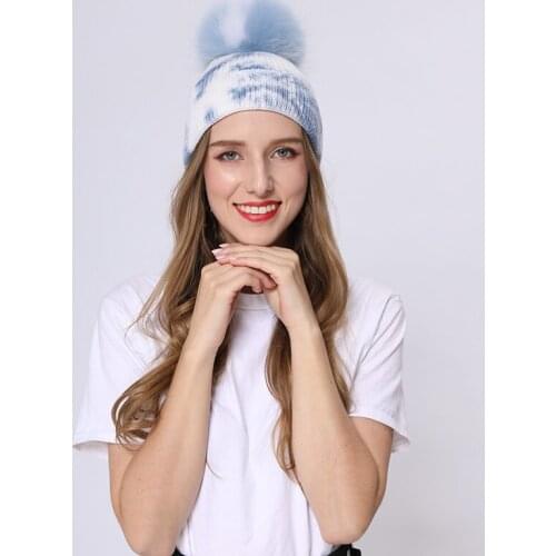 Real Fur Pom Pom Beanie Mixed Color Parent-child Hat Winter Womens 2020 New Collection MJF-BH-07