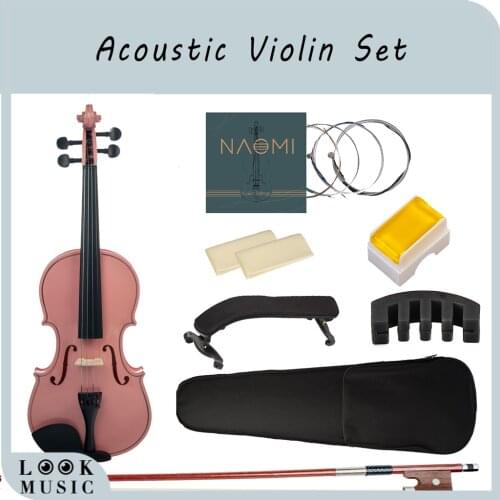 NAOMI Acoustic Violin 4/4 Full Size Violin Fiddle Student Violin 4/4 Violin For Beginners w Case Bow String Shoulder Rest Mute