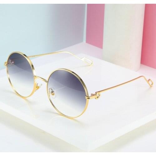 Gold Round Metal Frame Sunglasses Shades Men Retro 2021 Summer Style Women Gradient Colors Lens Sun glasses Unisex UV400