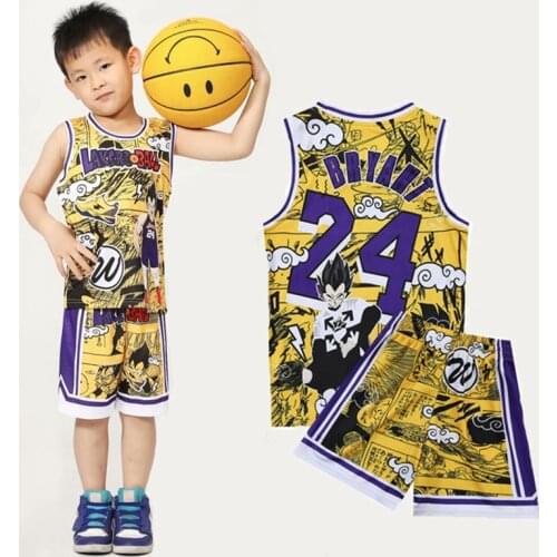 Sublimation Printing Dragon Ball Sports Summer Childrens Kids Fashion Sleeveless Basketball Uniform