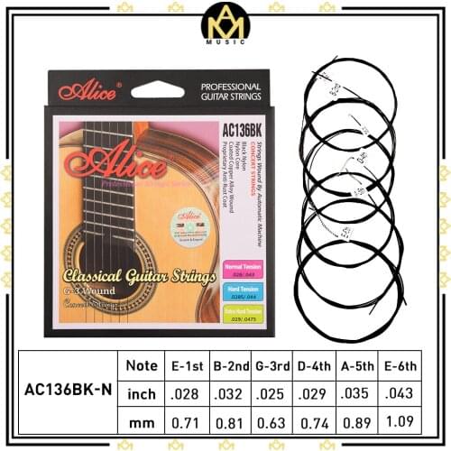 1 SET Alice Classical Guitar Strings AC136BK With Black Nylon 6 Strings Guitar Accessories NEW