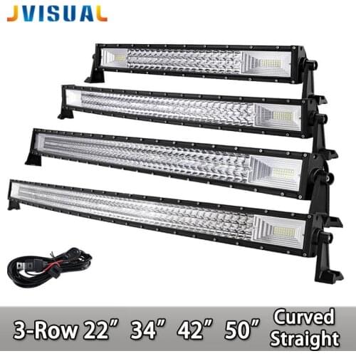 3-Row 22" 34" 42" 50" 52" LED Work Light Bar Spot Flood Combo Beam For Tractor Boat OffRoad 4WD 4x4 Car Truck Trailer SUV ATV