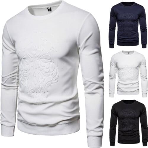 YW011 Spring Clothing New Style Hoodie Trend Men Embossed Hoodie Cotton Long-sleeved T-shirt