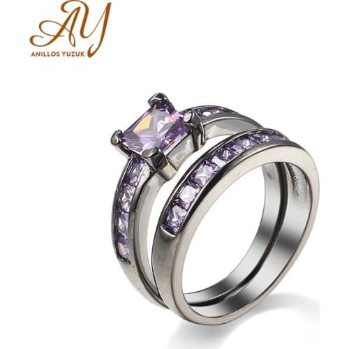 Anillos Yuzuk S925 Sterling Silver Rings For Women Amethyst Ring Gemstone Bridal Sets Romantic Gift Engagement Jewelry