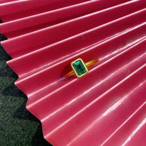 Hot Sale 7*5mm 0.9ct Fancy Cute Girls Gift Lab Grown Emerald Ring 925 Sterling Silver Dainty Jewelry