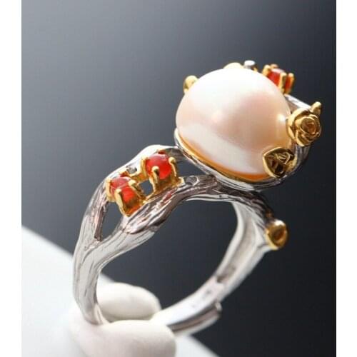 Fortune pavilion silver wholesale fashion speak Thai silver female offered 925 sterling silver with natural pearl ring
