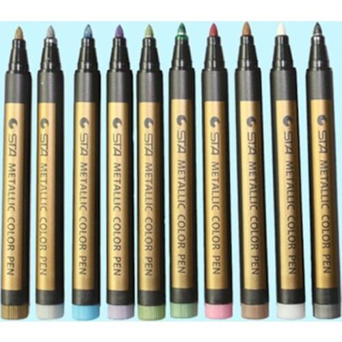 1Pc DIY Metal Waterproof Permanent Paint Marker Pens Gold And Silver 1.5mm Student Supplies Marker Craftwork Pen