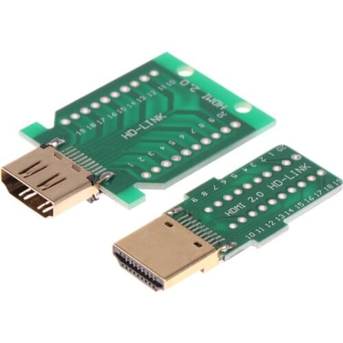 1pcs DIY Standard HDMI Welded Male Plug Female Jack 19Pin Cable Connector 19+1 Gold-plated Repair Plug