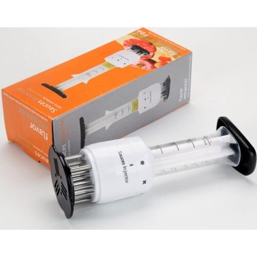 2-in-1 Professional Meat Tenderizer Marinade Sauces Injector BBQ Steak Meat Beef with Stainless Steel Needle