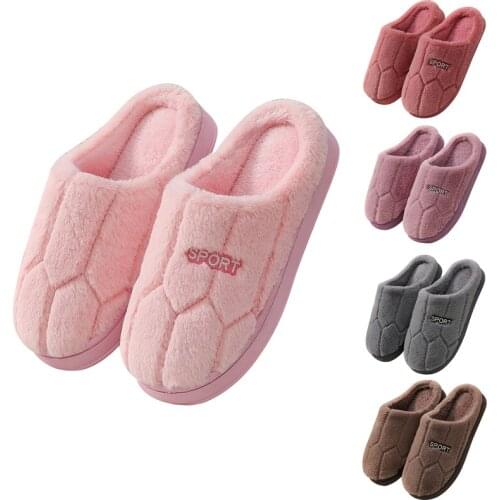 2021 Women Warm Home Plush Slippers Couples Solid Colors Warm Non-slip Floor House Slippers Indoor Shoes Man Floor