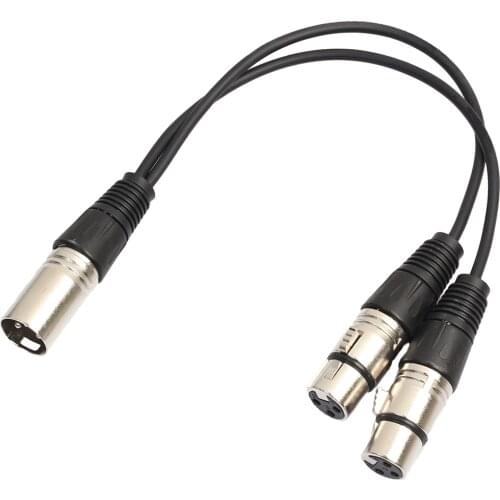 3-pin XLR Audio Microphone Connector Male to Dual Female Y Splitter Cable