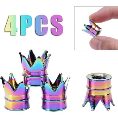 4pcs Neon Color Plated Aluminum Wheel Tire Valve Caps Car Motorcycle Bicycle Air Cover Auto Airtight Stems Cover Crown Styling
