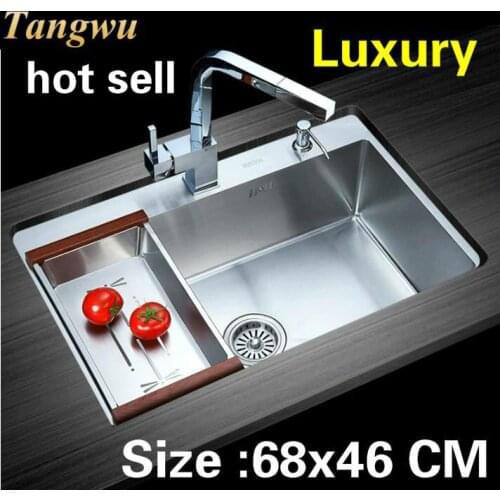 Free shipping Vogue apartment kitchen manual sink single trough do the dishes 304 stainless steel hot sell 680x460 MM