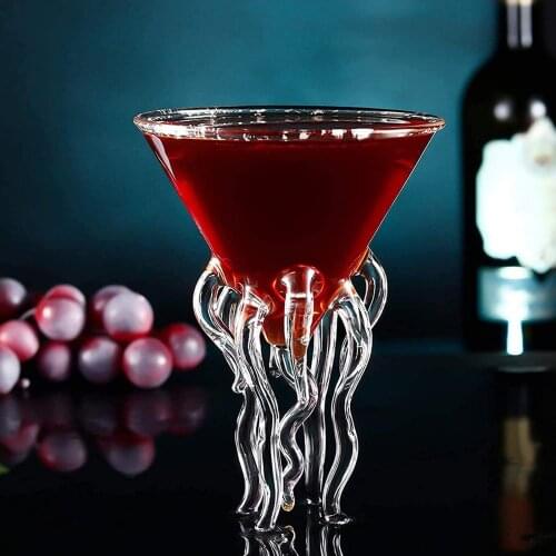 45#130ml Creative Octopus Cocktail Glass Transparent Jellyfish Glass Cup Juice Glass-Goblet Conical Wine Champagne Glass