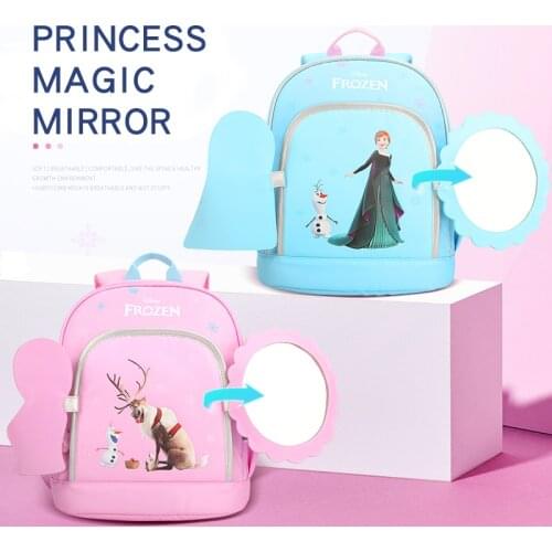 Disney Princess Childrens Backpack Girls School Bag Frozen Elsa Anna Girl Baby Backpacks With Mirror