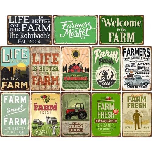 Farm Fresh Tin Sign Plaque Metal Vintage Farmhouse Decor Retro House Decoration Wall Poster 20x30 cm