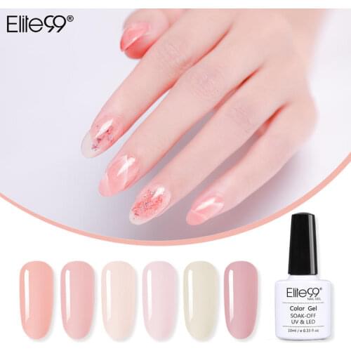 Elite99 10ml French Nude Gel Nail Polish Colorful Jelly UV Nail Gel Soak Off Translucent Nail Polish Primer Nails Top Base Coat