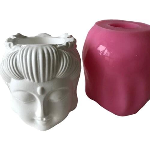 Succulent Pot Girl Planter Silicone Mold Concrete Resin Plaster Chocolate Candle Holder Mould DIY Fondant Cake Baking Tools