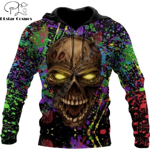 Colorful Skull Pattern 3D All Over Printed Mens autumn Hoodie Harajuku Unisex Casual Pullover Streetwear Jacket Tracksuits DK211