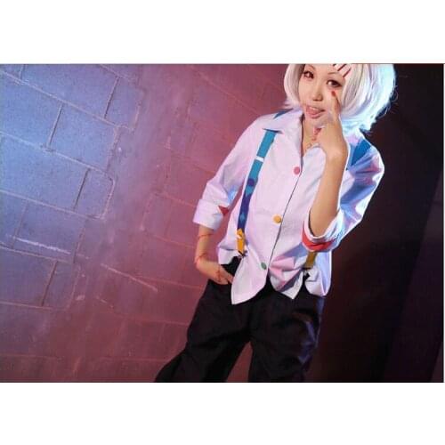Tokyo Ghoul Tokyo Guru Cosplay Costume Juuzou Suzuya full set outfits (shirts+pants+braces+leg guard) with red slipper gift