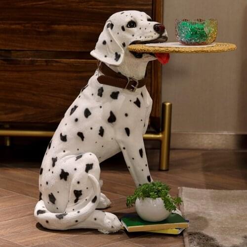 Creative Home Decor Dalmatian Figurine Storage Tray Floor Stand Figurine Living Room Decor Statue Sculpture Decoration Gift