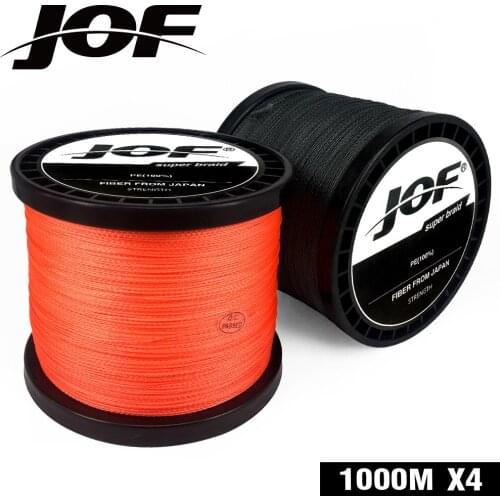 JOF Braided Fishing Line 1000M Carp Fishing PE Braided Wire 4 Strands Multifilament Strong 10-82LB Big Game Saltwater Pesca