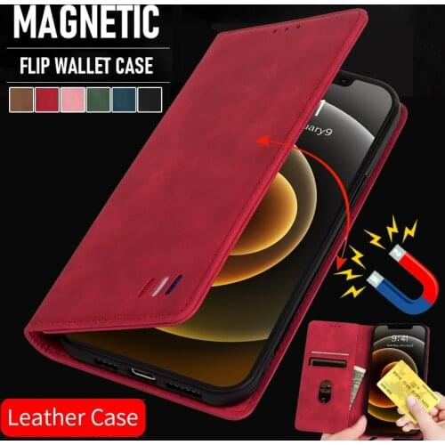 Skin Feel Leather Flip Case For RedMi Note 10 10S 9S 9T 8 Pro Magnetic Wallet Card Cover for XiaoMi Mi 10T 11 Lite POCO M3 F3