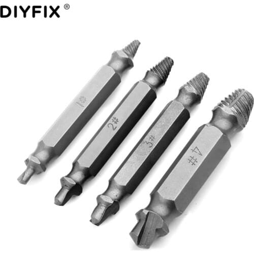 DIYFIX 1# 2# 3# 4# Damaged Screw Extractor Breakage Bolt Extractor HSS Drill Bits Easy Out Guide Set Remove Broken Bolt Kits