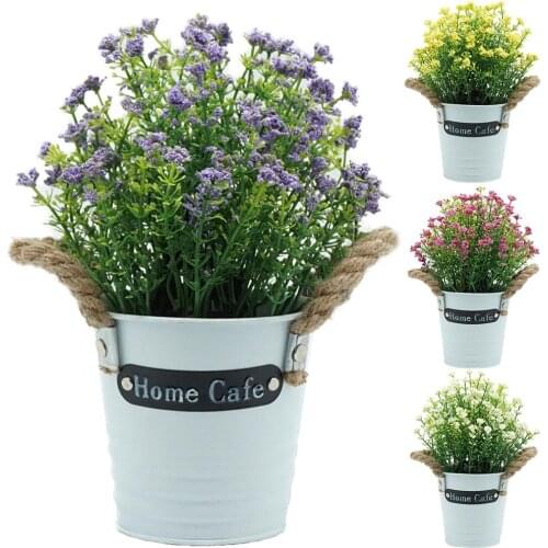 Artificial flower Potted set Desktop Fake plants Bonsai Plastic vase Fake flower wedding Christmas decoration for home Gift