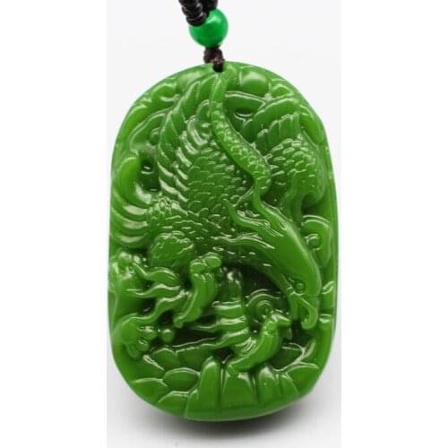 Natural Eagle Green Jade Pendant Necklace Bead Chinese Hand-Carved Fashion Charm Jewelry Accessories Amulet for Men Lucky Gifts