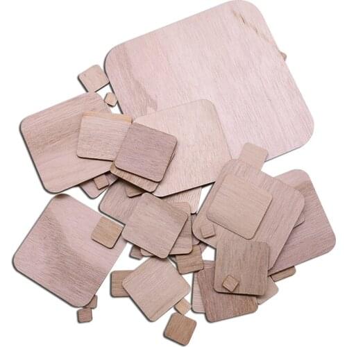 5-100Pcs 1/2/4/7/9/14cm Unfinished Square Wooden Piece Blank Plaque Unpainted Wood Slice Sheet for DIY Painting Art Crafts Decor