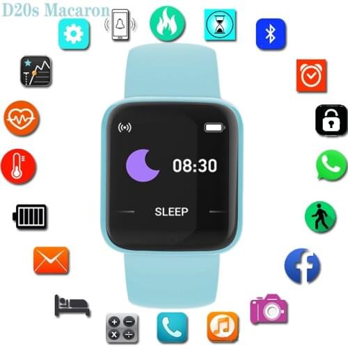 2021 New D20S Macaron Womens Bluetooth Smart Watch Mens Sports Smart Watch Heart Rate Monitor Blood Pressure Tracker Fitness