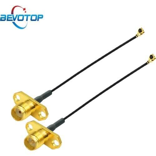 1PCS u.FL IPX IPEX IPEX1 to RP-SMA / SMA Female 2 Hole Flange Panel Mount RF113 Pigtail WIFI Antenna Extension Cable Jumper