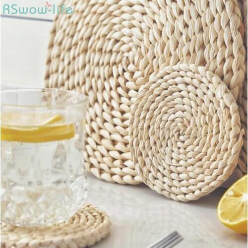 Japanese-Style Natural Corn Fur Woven Cushion With Thicker Heat-Insulating Tea Cup Cushion Heat-Resistant Cushion Skid-Proof