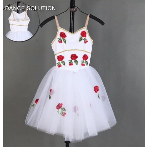 Professional Ballet Tutu with White Spandex Unitard and Flower Child & Adult Stage Show Costume Princess Customize Dress B19029