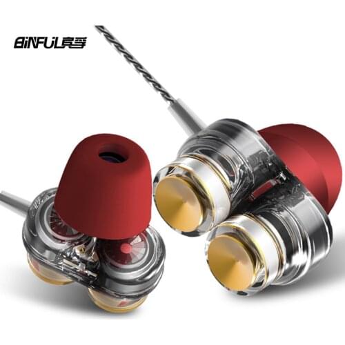 Dual drive stereo wired headset in-ear magic sound subwoofer earphones for iPhone Samsung 3.5mm sports gaming headset with mic