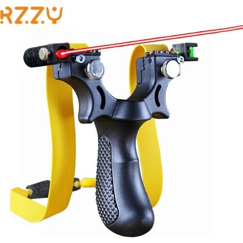 High Precision Laser Aiming Slingshot with Spirit Level Outdoor Hunting Catapult with Flat Rubber Band Tools Accessories