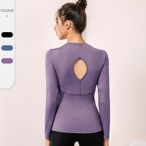 Long Sleeve Yoga Shirts With Pad Skin-Friendly Stretch Crop Top Hollow Sexy Sports Top Breathable Workout Fitness Activewear