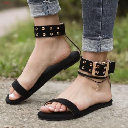 New Women flats sandals gladiator summer transparent open toe jelly shoes ladies vintage roman buckle strap beach sandals